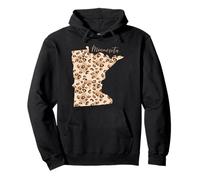 Mapa de patrón de leopardo de Minnesota Leo Estado de Minnesota Sudadera con Capucha