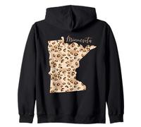 Mapa de patrón de Leopardo de Minnesota Leo Estado de Minnesota Sudadera con Capucha