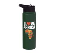 Mapa de patrones étnicos vibrantes I Love Africa Stainless Steel Insulated Water Bottle
