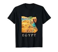 Mapa de raíces egipcias - Pirámides de El Cairo Giza Egipto Souvenir Camiseta gráfica económica, Hombre, Negro, M
