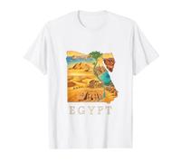 Mapa de raíces egipcias - Pirámides de El Cairo Giza Egipto Souvenir Camiseta gráfica económica, Hombre, Blanco, L
