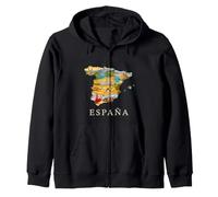 Mapa de raíces españolas - Barcelona Madrid Sevilla España Souvenir Sudadera con Capucha