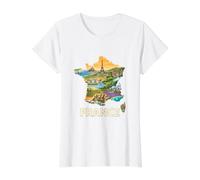 Mapa de raíces francesas - Regiones de Francia Monumentos Souvenir Camiseta gráfica económica, Mujer, Blanco, M