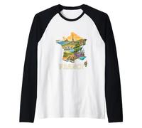 Mapa de raíces francesas - Regiones de Francia Monumentos Souvenir Camiseta Manga Raglan