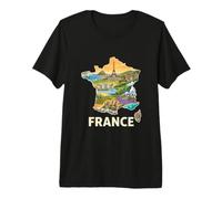 Mapa de raíces francesas - Regiones de Francia Monumentos Souvenir Camiseta Premium