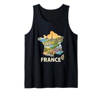 Mapa de raíces francesas - Regiones de Francia Monumentos Souvenir Camiseta sin Mangas