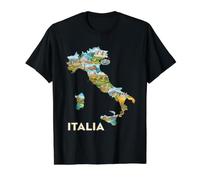 Mapa de raíces Italianas - Roma Venecia Milán Toscana Italia Souvenir Camiseta gráfica económica, Hombre, Negro, M