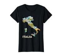 Mapa de raíces Italianas - Roma Venecia Milán Toscana Italia Souvenir Camiseta gráfica económica, Mujer, Negro, L