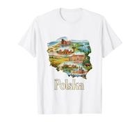Mapa de raíces polacas - Recuerdo de Varsovia Cracovia Gdansk Polonia Camiseta gráfica económica, Hombre, Blanco, S