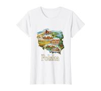 Mapa de raíces polacas - Recuerdo de Varsovia Cracovia Gdansk Polonia Camiseta gráfica económica, Mujer, Blanco, XS