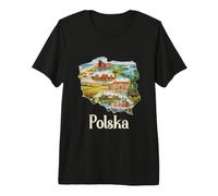 Mapa de raíces polacas - Recuerdo de Varsovia Cracovia Gdansk Polonia Camiseta Premium