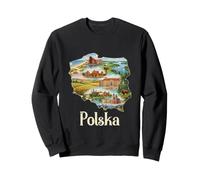 Mapa de raíces polacas - Recuerdo de Varsovia Cracovia Gdansk Polonia Sudadera