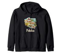 Mapa de raíces polacas - Recuerdo de Varsovia Cracovia Gdansk Polonia Sudadera con Capucha