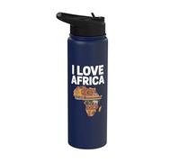 Mapa de Safari con patrón tribal I Love Africa Stainless Steel Insulated Water Bottle