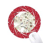 Mapa de Senderismo en Lugares de Hong Kong de China Wheel Mouse Pad de Goma roja Redonda