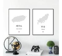 Mapa de Seúl, Corea, Impresión en Letras Coreanas, Lienzo Moderno, Mapa de la Isla de Jeju, Póster de Corea del Sur, Decoración para el Hogar y la Sala de Estar (70x100cm-2 piezas)