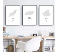 Mapa de Seúl, Corea, Impresión en Letras Coreanas, Lienzo Moderno, Mapa de la Isla de Jeju, Pósteres de Corea del Sur, Decoración para el Hogar y la Sala de Estar (60x85cm-3 piezas)