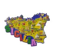 Mapa de Sicilia, Italia, imán para nevera, recuerdo de viaje, decoración de nevera, calcomanía magnética, colección artesanal de resina