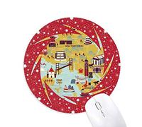 Mapa de turismo de Hong Kong, China Wheel mouse pad de goma roja redonda