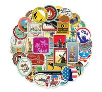 Mapa de viaje Paquete de pegatinas 100 Uds calcomanías de vinilo impermeables para botellas de agua, portátiles, coches, patinetas, decoraciones para cuevas para hombres