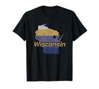 Mapa del Contorno del Estado de Wisconsin EE. UU. Camiseta