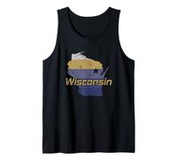 Mapa del Contorno del Estado de Wisconsin EE. UU. Camiseta sin Mangas