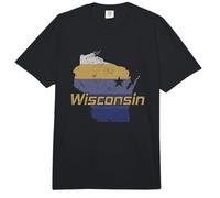 Mapa del Contorno del Estado de Wisconsin EE. UU. Comfort Colors Adult Heavyweight T-Shirt