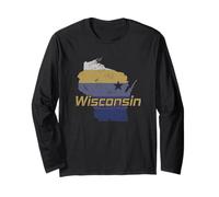 Mapa del Contorno del Estado de Wisconsin EE. UU. Manga Larga