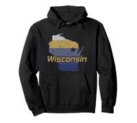Mapa del Contorno del Estado de Wisconsin EE. UU. Sudadera con Capucha