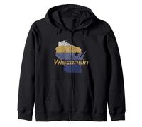 Mapa del Contorno del Estado de Wisconsin EE. UU. Sudadera con Capucha