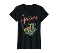 Mapa del Estado de Arizona Cactus Pride Vintage Camiseta gráfica económica, Mujer, Negro, M