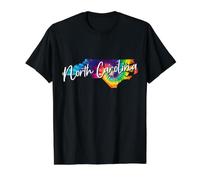 Mapa del Estado de Carolina del Norte Tie Dye Pride Hippie Vintage Camiseta gráfica económica, Hombre, Negro, XL
