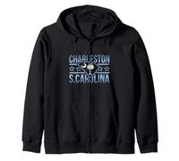 Mapa del Estado de Charleston, Carolina del Sur, Palmetto Tree Vintage Sudadera con Capucha