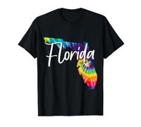 Mapa del Estado de Florida Tie Dye Pride Hippie Vintage Camiseta gráfica económica, Hombre, Negro, XL
