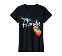 Mapa del Estado de Florida Tie Dye Pride Hippie Vintage Camiseta gráfica económica, Mujer, Negro, S