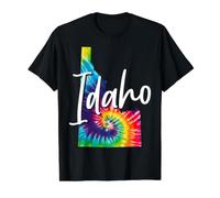 Mapa del Estado de Idaho Tie Dye Pride Hippie Vintage Camiseta gráfica económica, Hombre, Negro, M
