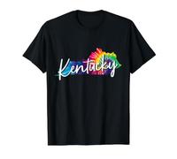 Mapa del Estado de Kentucky Tie Dye Pride Hippie Vintage Camiseta gráfica económica, Hombre, Negro, L