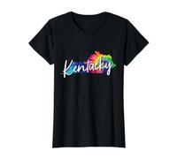 Mapa del Estado de Kentucky Tie Dye Pride Hippie Vintage Camiseta gráfica económica, Mujer, Negro, L