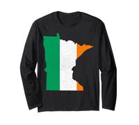 Mapa del estado de Minnesota, bandera irlandesa, día de San Patricio Manga Larga