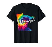 Mapa del Estado de Minnesota Tie Dye Pride Hippie Vintage Camiseta gráfica económica, Hombre, Negro, L