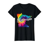 Mapa del Estado de Minnesota Tie Dye Pride Hippie Vintage Camiseta gráfica económica, Mujer, Negro, M