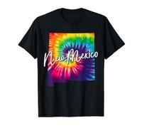 Mapa del Estado de New Mexico Tie Dye Pride Hippie Vintage Camiseta gráfica económica, Hombre, Negro, XL