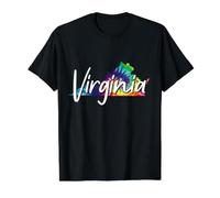 Mapa del Estado de Virginia Tie Dye Pride Hippie Vintage Camiseta gráfica económica, Hombre, Negro, S