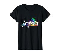 Mapa del Estado de Virginia Tie Dye Pride Hippie Vintage Camiseta gráfica económica, Mujer, Negro, L