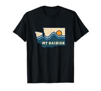Mapa del Estado de Washington Retro Line Mount Rainier National Park Camiseta