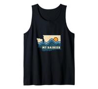 Mapa del Estado de Washington Retro Line Mount Rainier National Park Camiseta sin Mangas