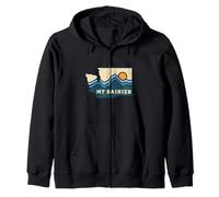 Mapa del Estado de Washington Retro Line Mount Rainier National Park Sudadera con Capucha
