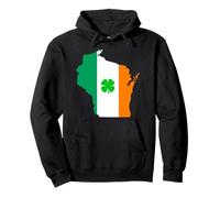 Mapa del estado de Wisconsin, bandera irlandesa, día de San Patricio Sudadera con Capucha