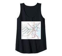 Mapa del Metro de Boston - Estados Unidos Camiseta sin Mangas, Mujer, Negro, XXL