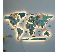 Mapa del mundo 3D LED de madera y acrílico para pared, tamaño extragrande 59/79/98/118 pulgadas, decoración de pared 3D, decoración moderna para el hogar, regalos de decoración de pared con iluminaci